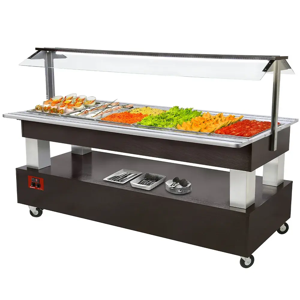 Buffet - Refrigerated salad bar, 6x GN1/1-150 (Wengé wood) - Main Image