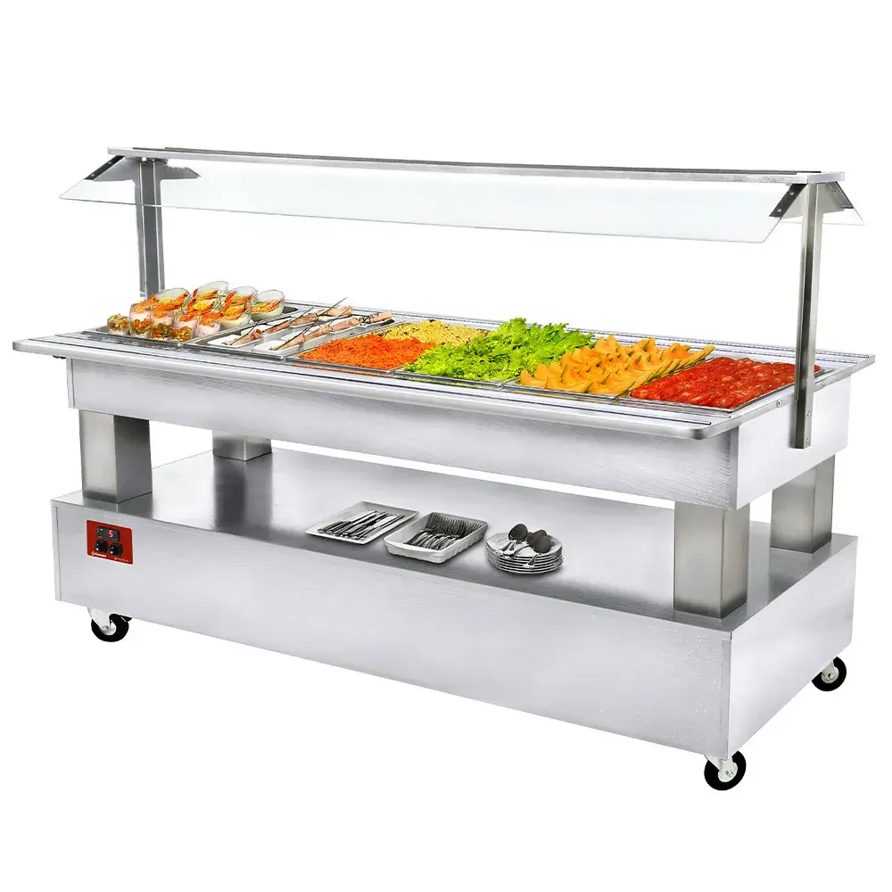 Buffet - Refrigerated salad bar, 6x GN1/1-150 (white wood) - Main Image