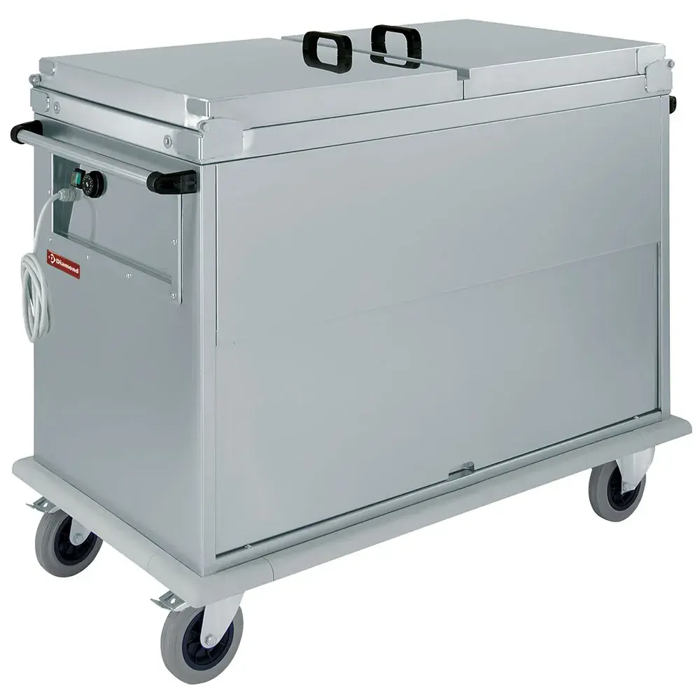 Carriage Bain-Marie 2x GN 1/1, 1 T°, with lids, cupboard with tilting door - Main Image