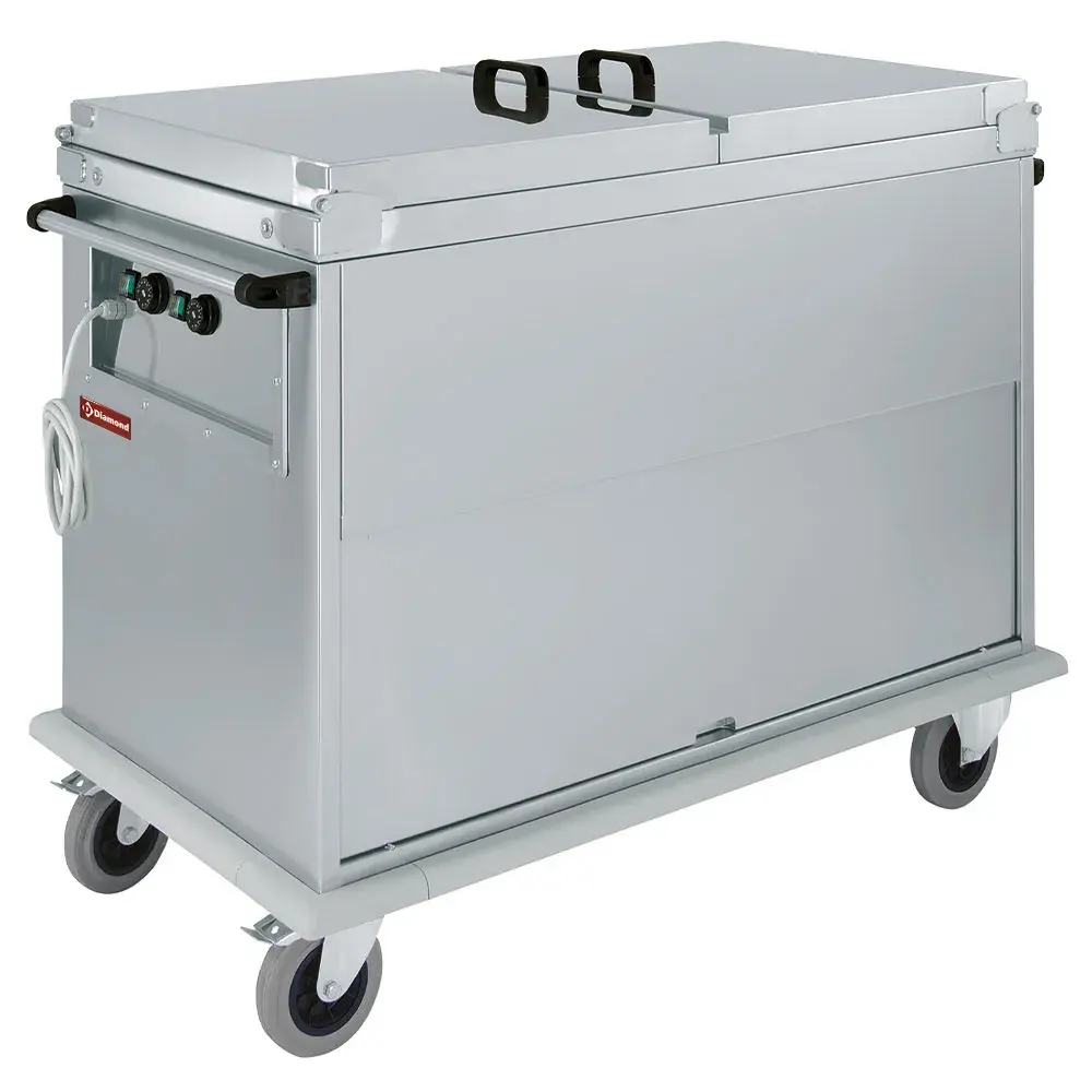 Carriage Bain-Marie 2x GN 1/1, 2 T°, lids, cupboard with tilting door - Main Image