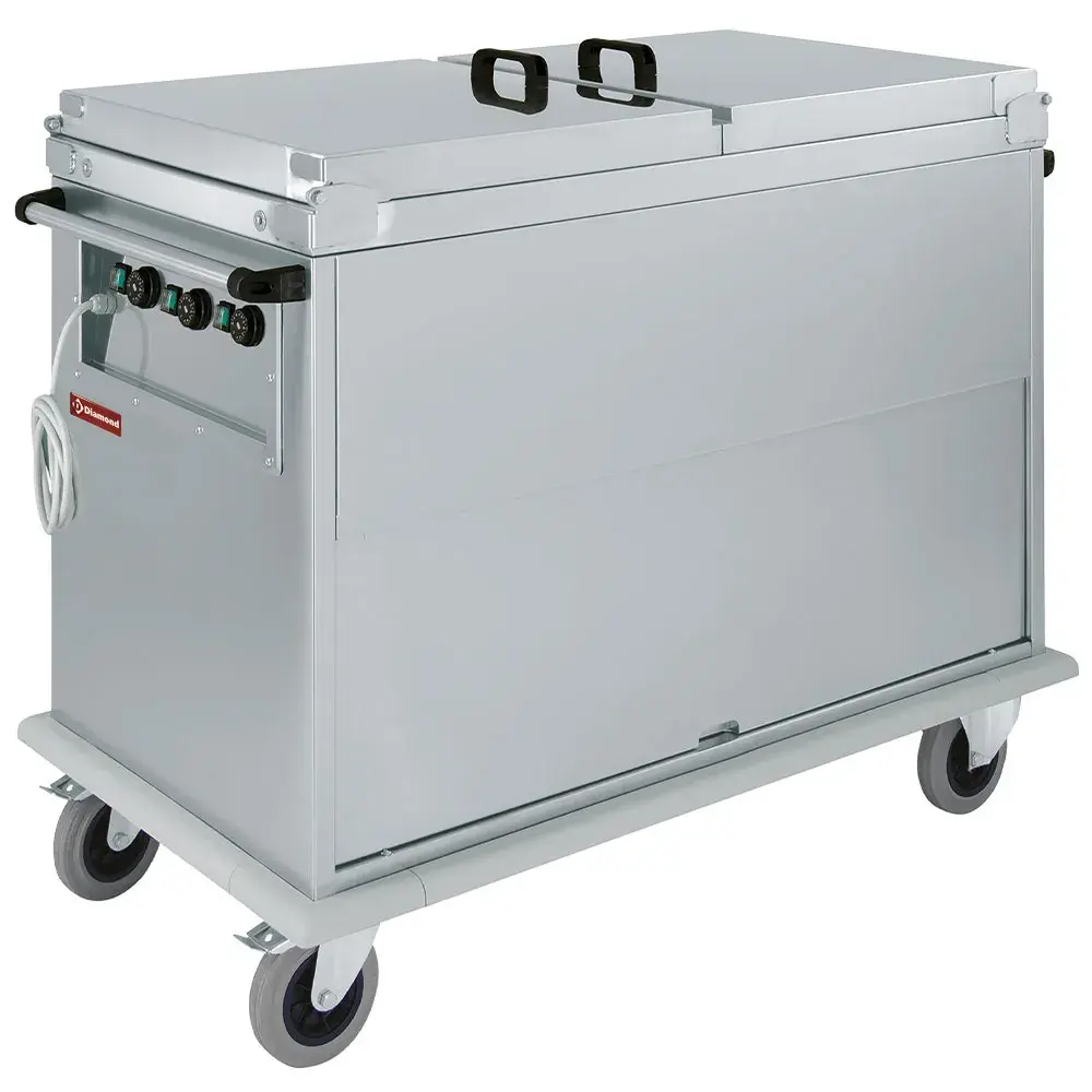 Carriage Bain-Marie 3x GN 1/1, 3 T°, lids, cupboard with tilting door - Main Image