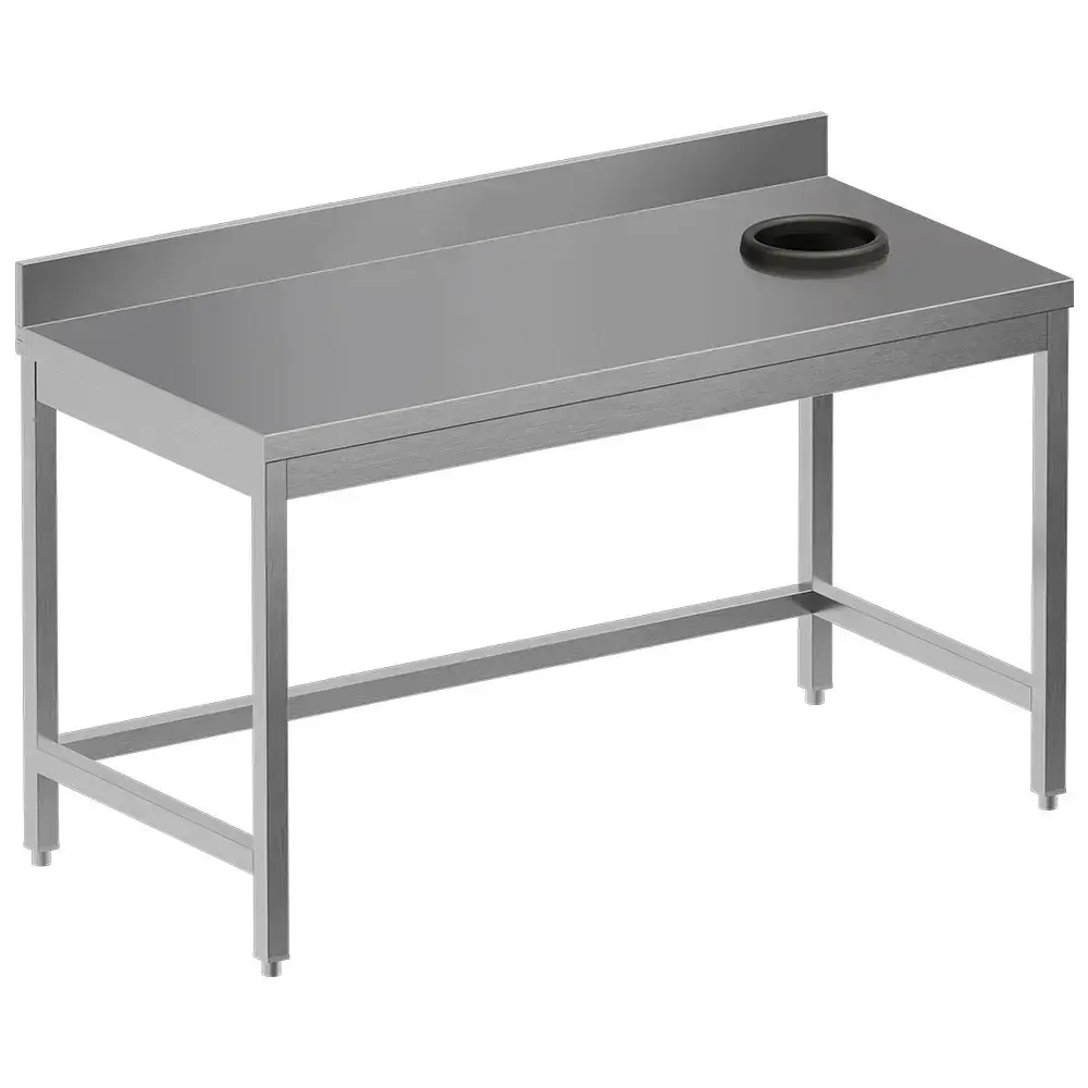Clearing table with waste disposal hole + rear upstand - Main Image