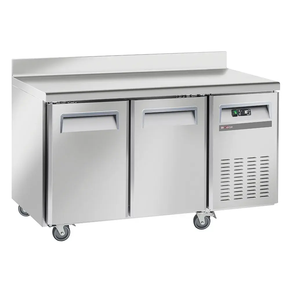 Cooling table, ventilated, 2 doors GN1/1, with backsplash, on wheels, 2 with brakes - Main Image