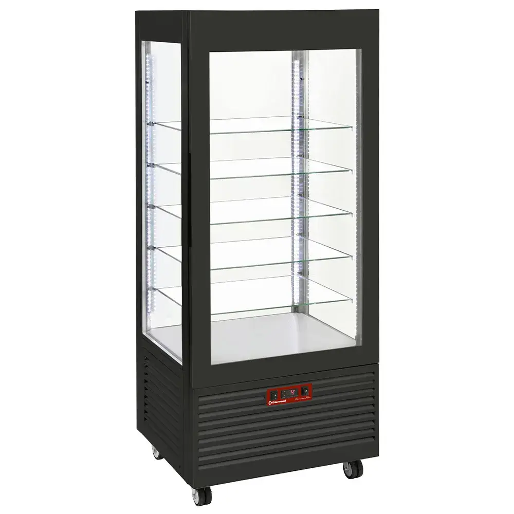 Display 4 sides T° negative, 5 glass shelves, ventilated, 480 Lit, BLACK - Main Image