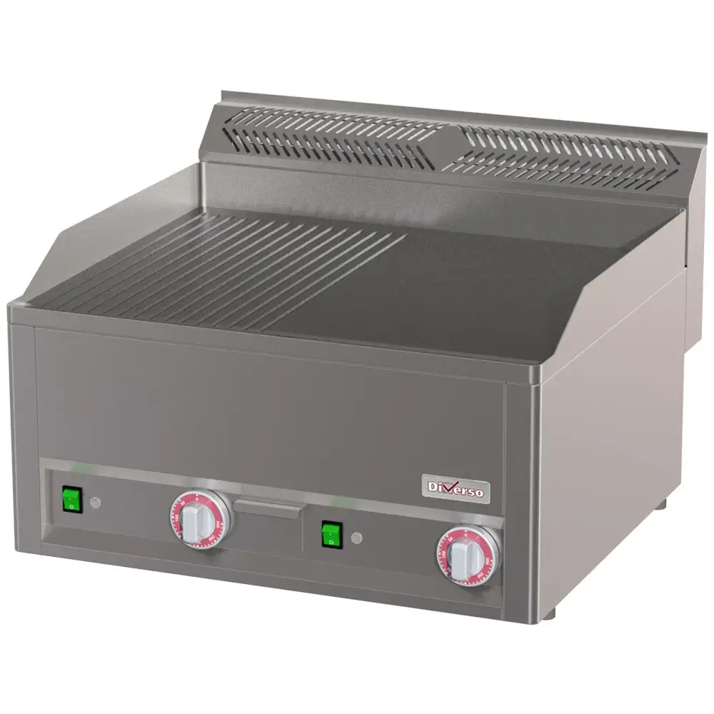 Double electric griddle, 1/2 grooved 1/2 smooth -Top- - Main Image