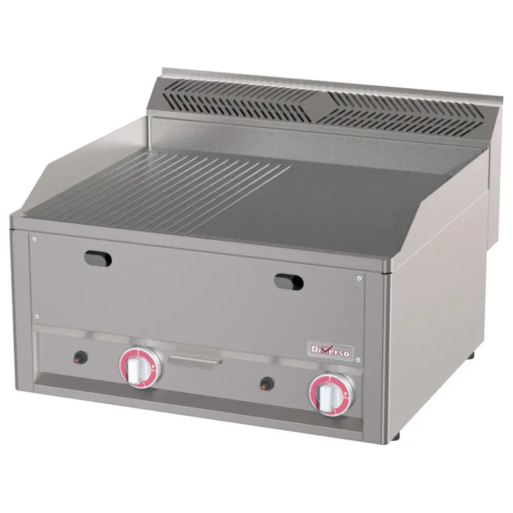 Double gas griddle, 1/2 smooth 1/2 grooved -Top- - Main Image