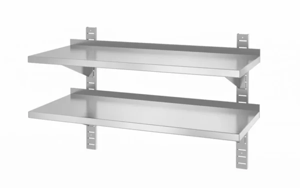 Dubbele wandplank, verstelbaar, met 2 beugels.