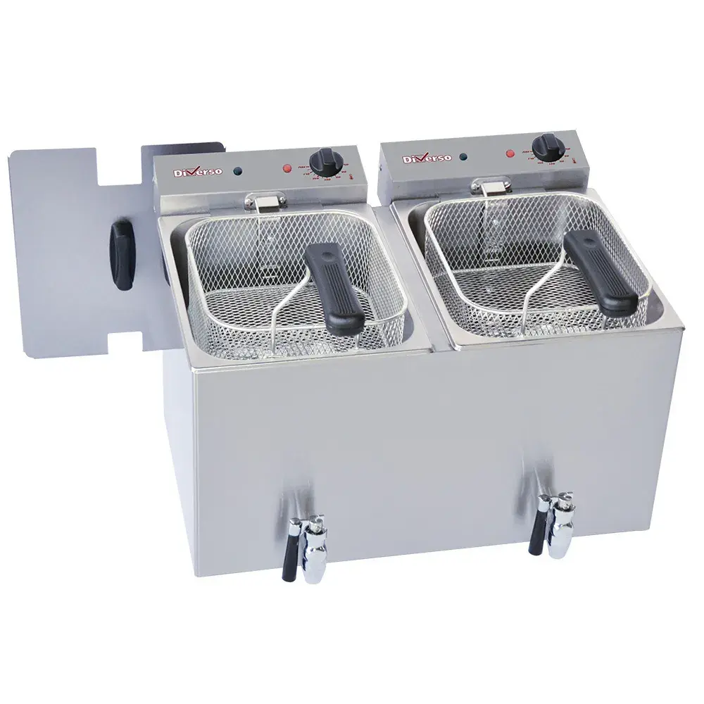 Electric table top fryer 2x 8 liters + tap - Main Image