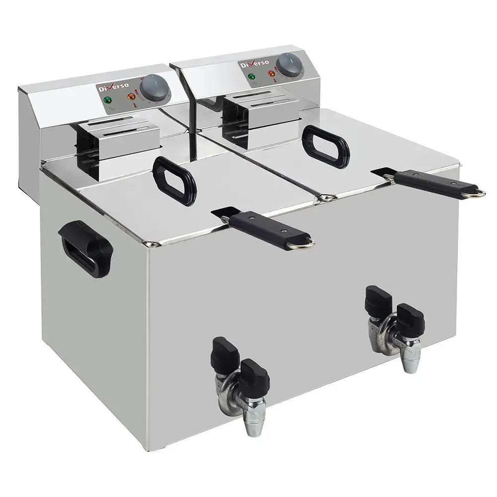 Electric table top fryer 2x 8 liters + tap - Main Image