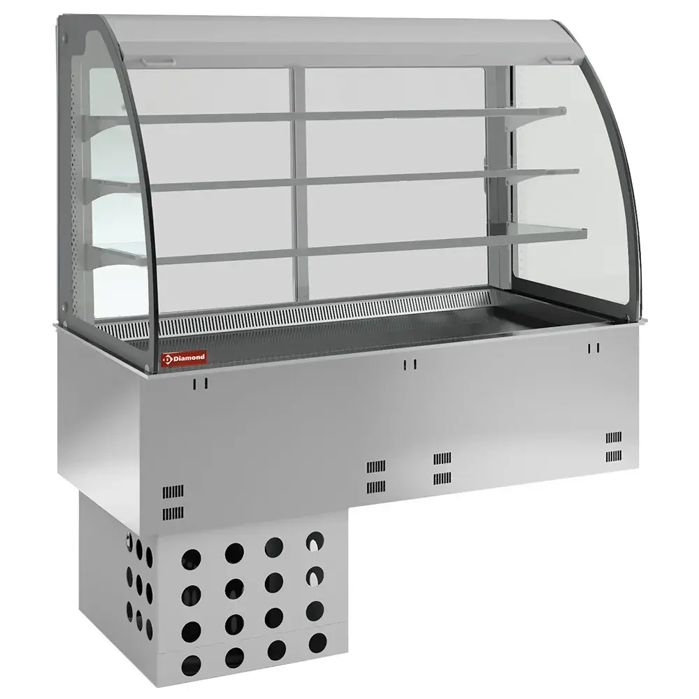 Element sink and open display on 3 levels (with curtain), refrigerated, ventilated 4x GN 1/1
