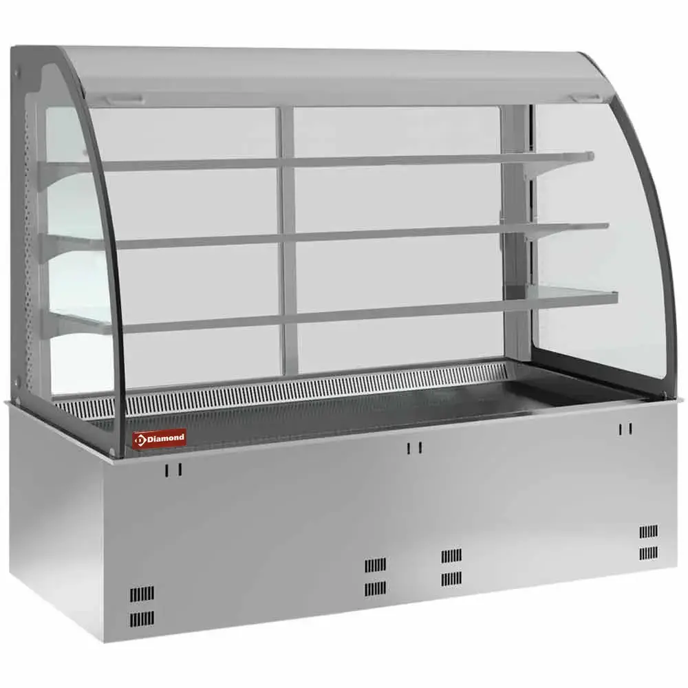 Element sink and open display on 3 levels (with curtain), refrigerated, ventilated 4x GN 1/1 (without hermetic unit) - Main Image