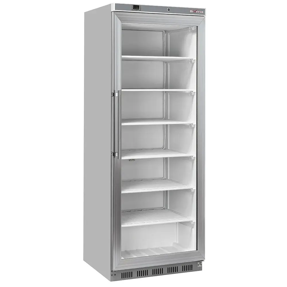 Freezer cabinet, glass door, static, 400 liters - Stainless steel - Main Image