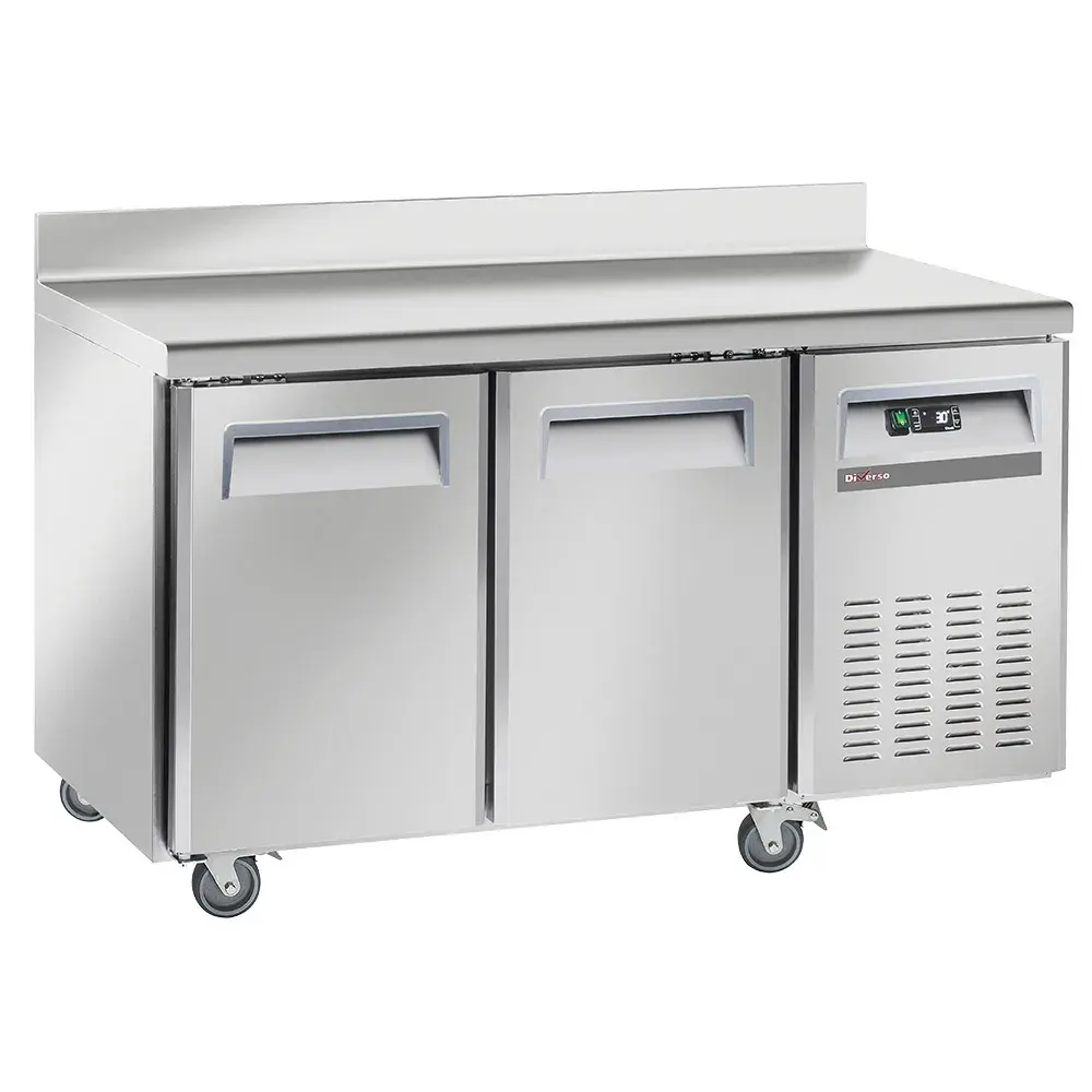 Freezing table, ventilated, 2 doors GN 1/1, with backsplash, on wheels, 2 with brakes - Main Image
