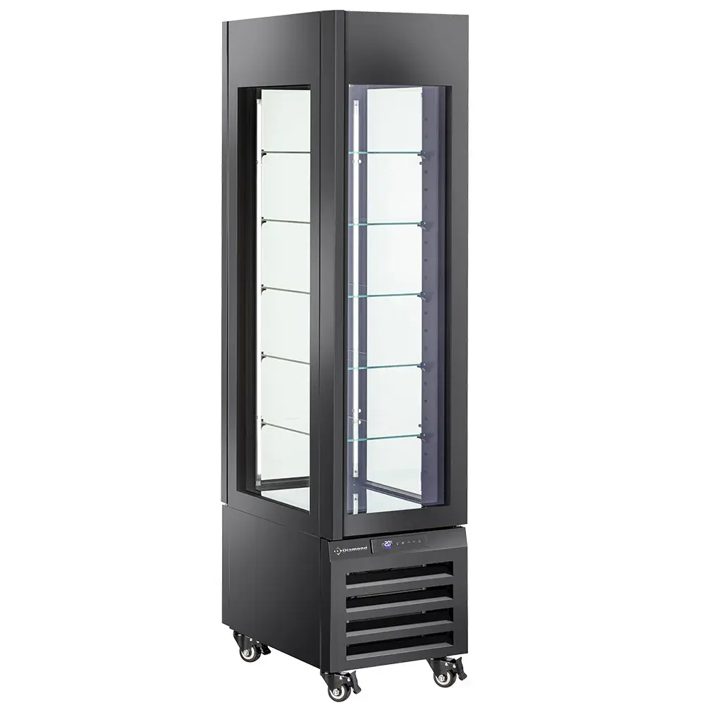 FULL Vitrine 260 Lt., 5 glazen niveaus, geventileerd - PASTRY - ZWART