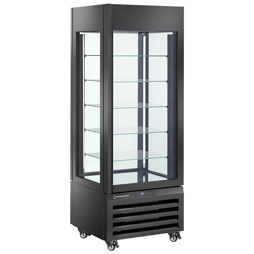 FULL vitrine 440 Lt., 5 glass levels, ventilated - ICE CREAM & PASTRY - BLACK