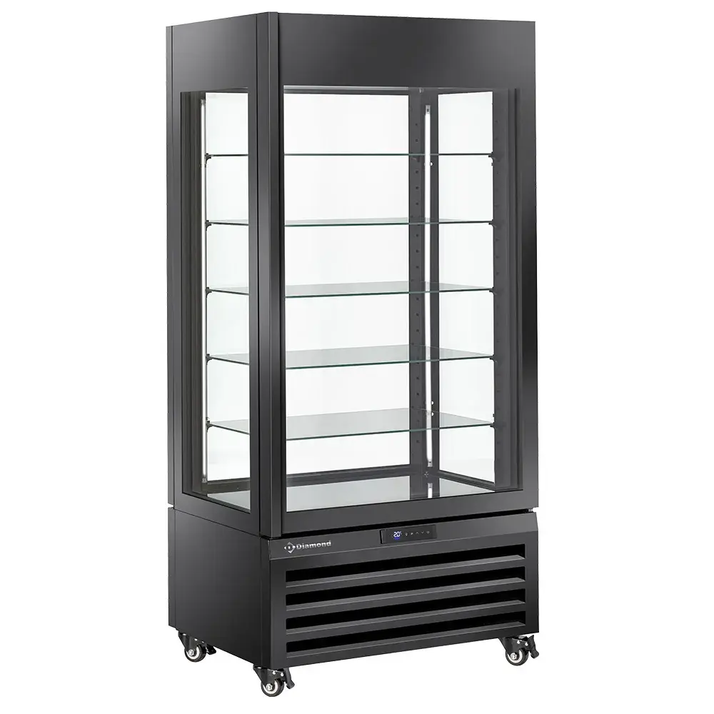 FULL vitrine 600 Lt., 5 glass levels, ventilated - ICE CREAM & PASTRY - BLACK - Main Image