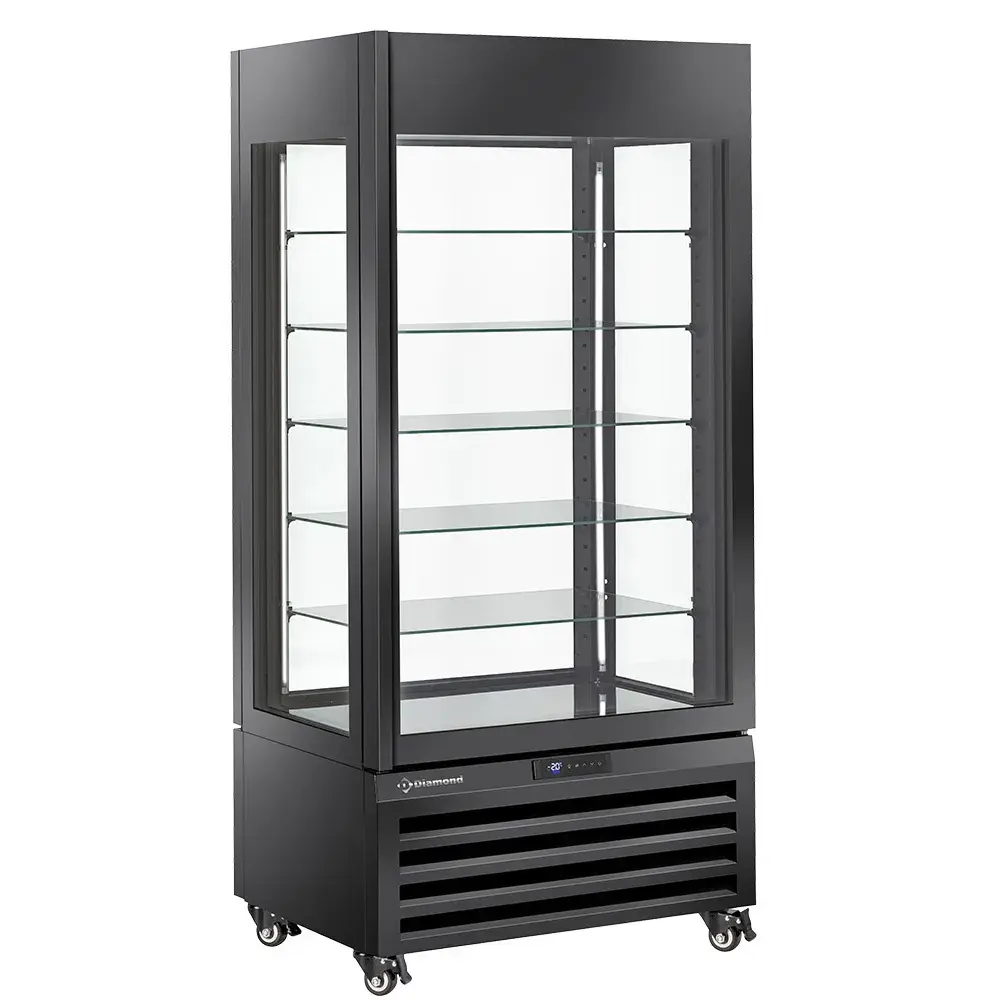 FULL Vitrine 600 Lt., 5 glazen niveaus, geventileerd - PASTRY - ZWART