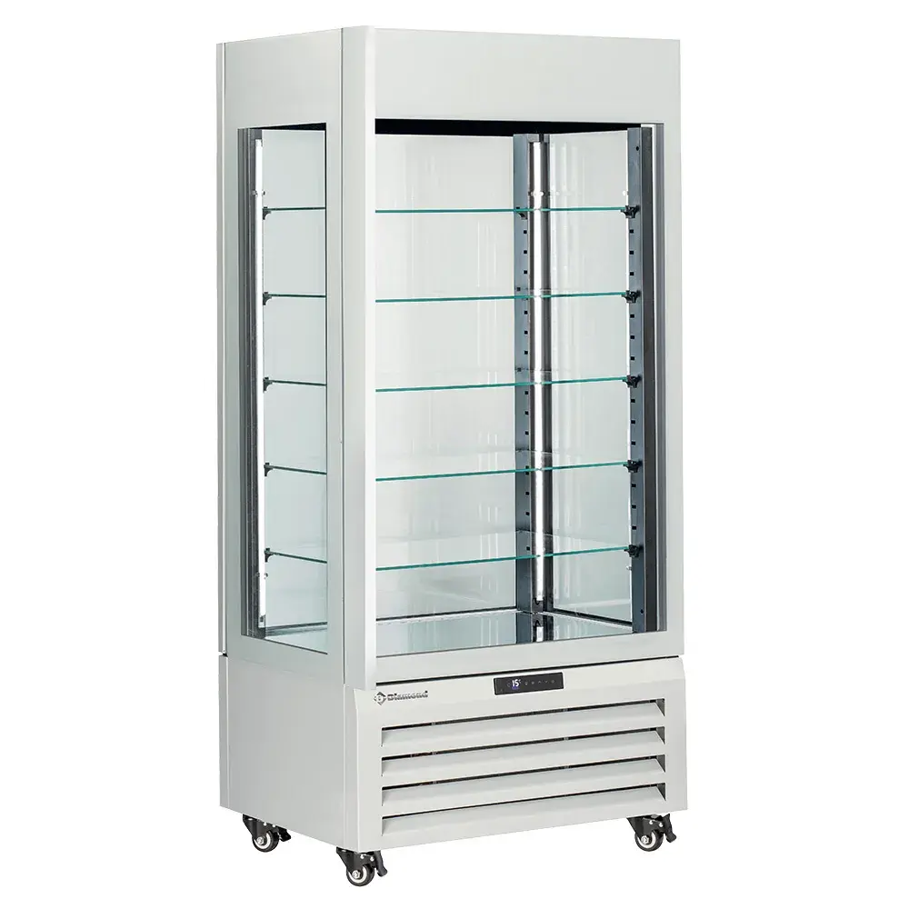 Fully glassed showcase" 600 Lt., 5 glass levels, ventilated - CHOCOLATE - WHITE