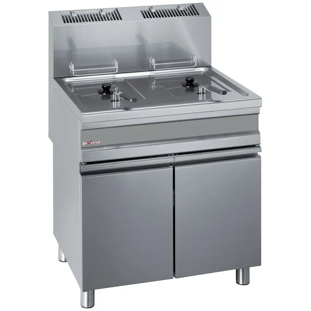 Gas fryer, two 15-liters tank on cupboard - Main Image