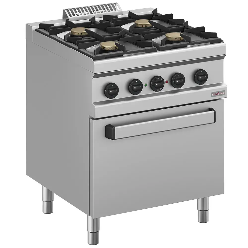Gas range 4 burners, electric convection oven GN 1/1 - Main Image