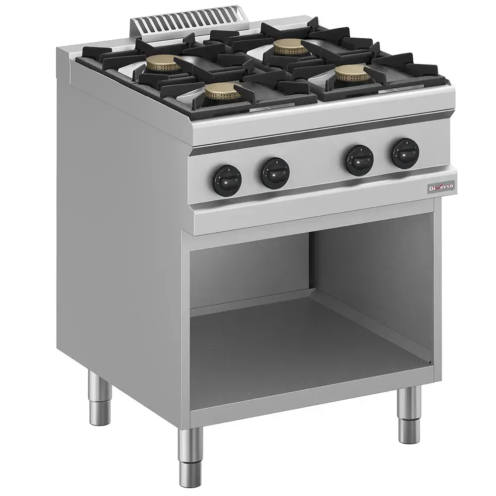 Gas range 4 burners, on open cupboard - Main Image