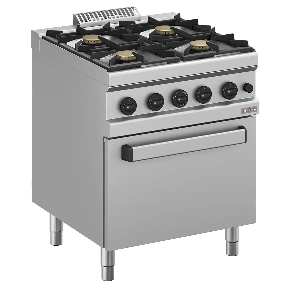 Gas range 4 burners, with oven GN 2/1 - Main Image