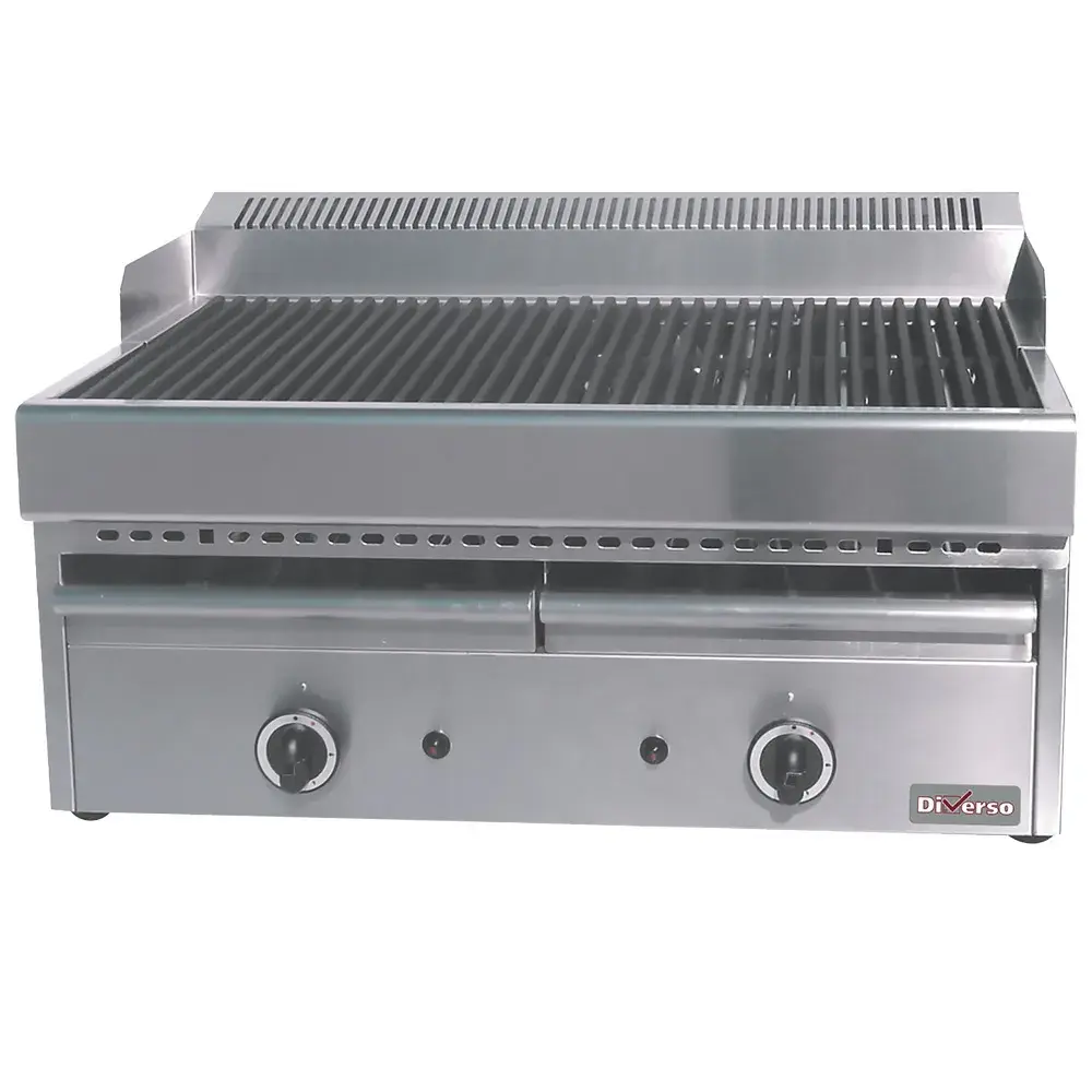 Gas steam-grill with cooking grid in cast iron -Top- - Main Image