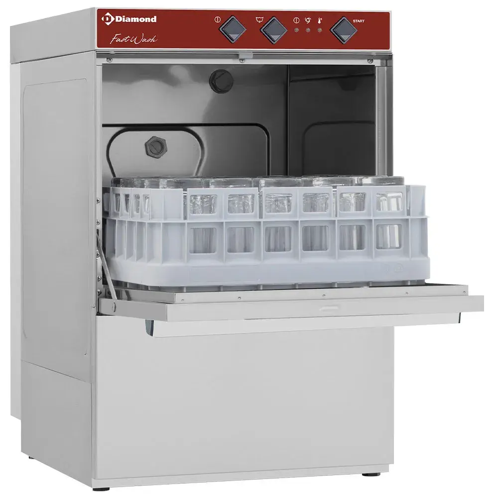Glasswasher basket 400x400 mm + drain pump and liquid detergent dispenser - Main Image