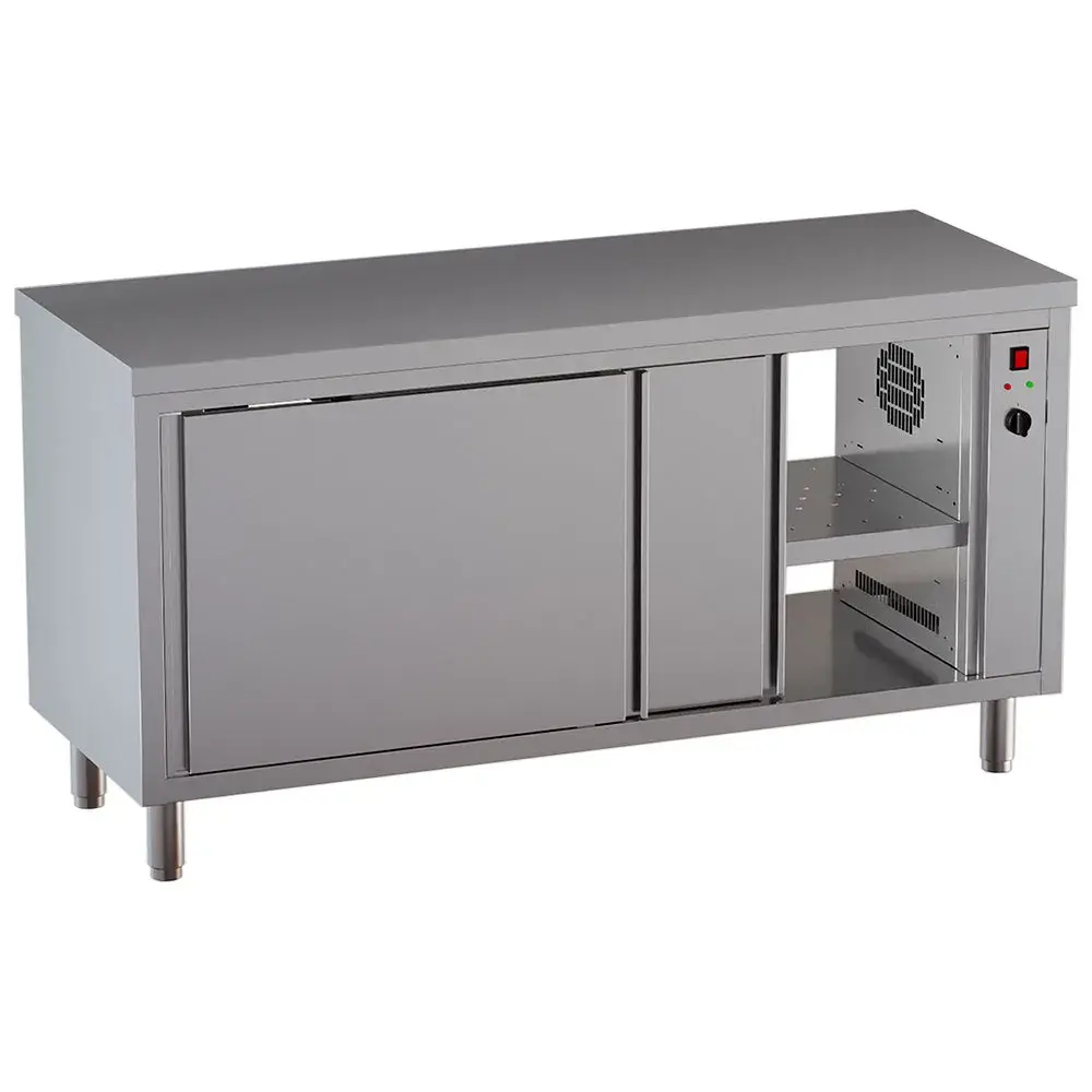 Heated cabinet table, sliding doors, central pass-through - Main Image