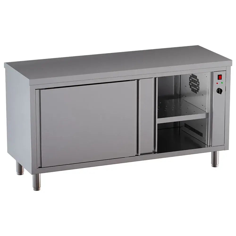 Heated cabinet table with 2 sliding doors - Main Image