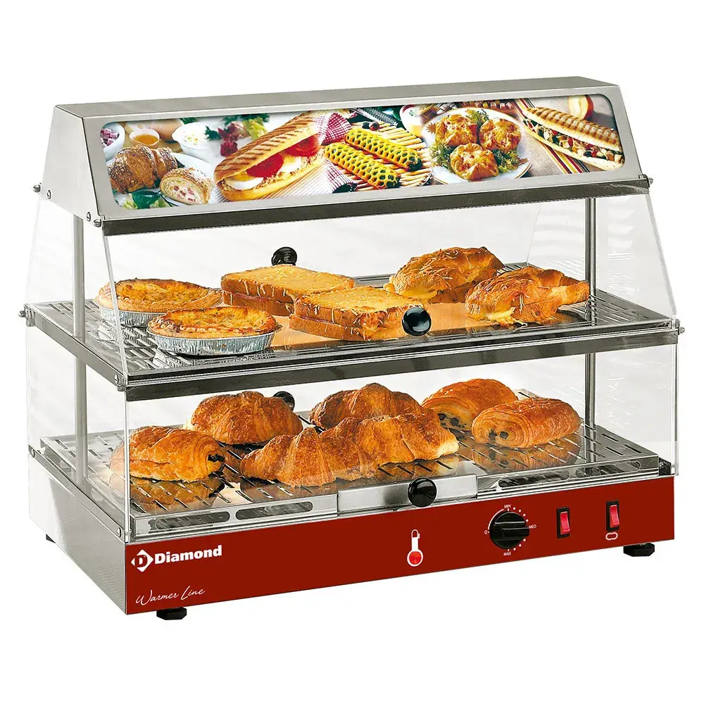 Heated display case with illuminated sign, 2 stores - Main Image