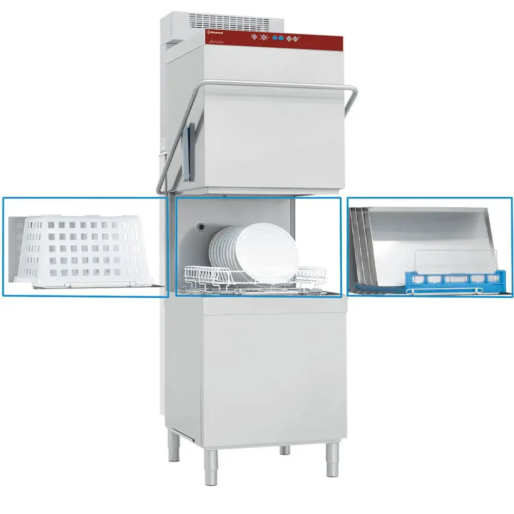 Hood dishwasher, basket 600x500 mm + Watersoftener continuously + condenser-recuperator of the steam - Main Image