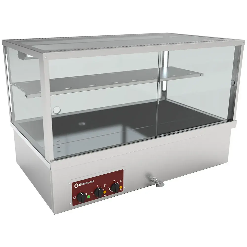 Hot display case, bain-marie 3 GN 1/1, panoramic