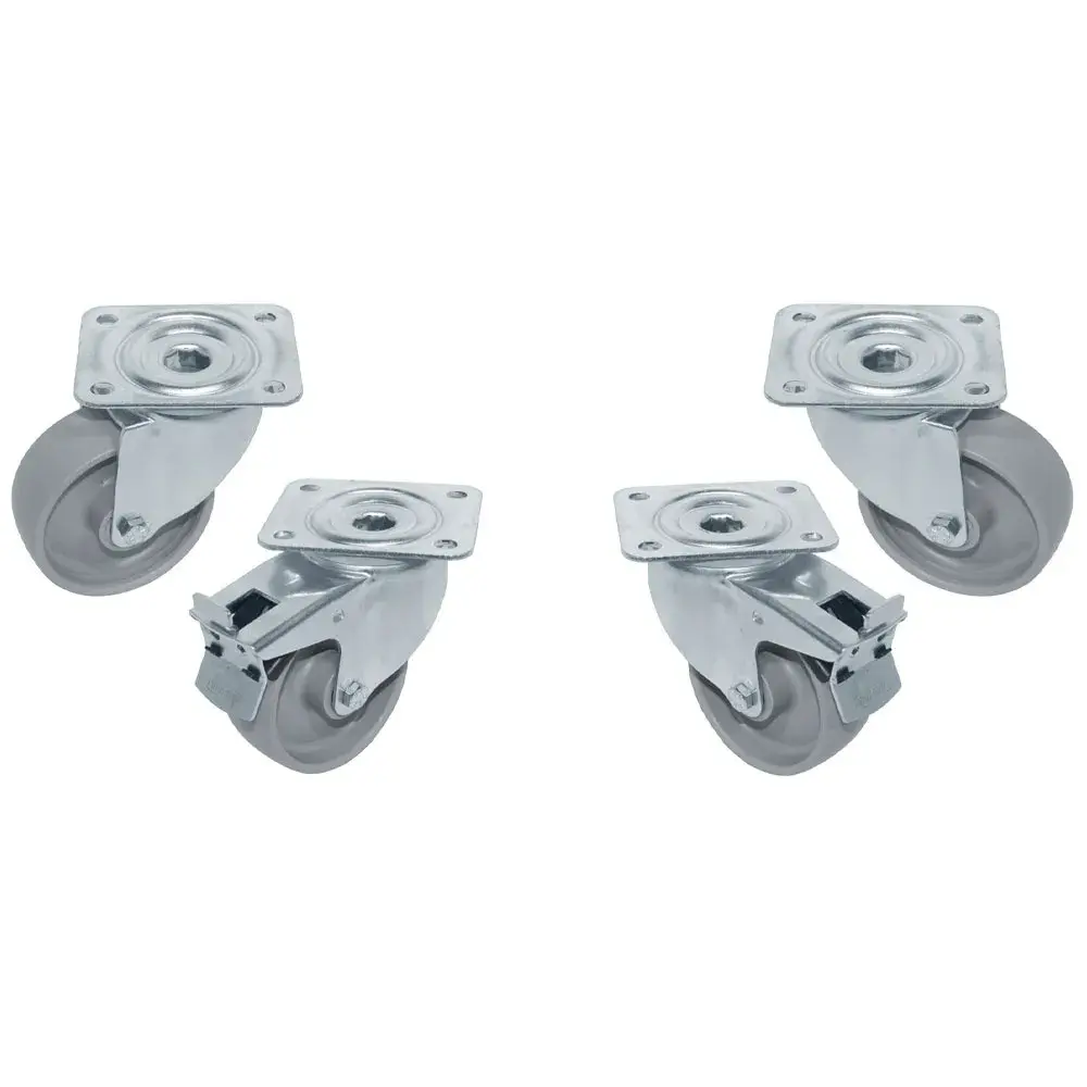 Kit 4 swiveling castors Ø100 cupboards, 2 with brakes - Main Image