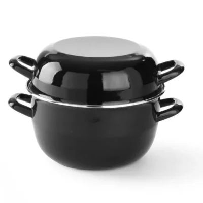 Mosselpan geëmailleerd - met deksel - Main Image