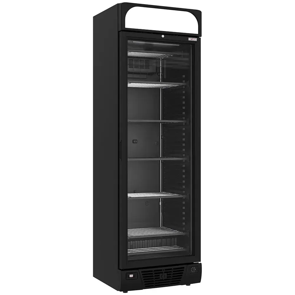 Negative ventilated display case 374 liters - 5 fixed levels with lightbox - BLACK - Main Image