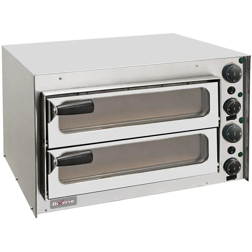 Pizza oven 350 mm, with glass door, double chamber - Main Image