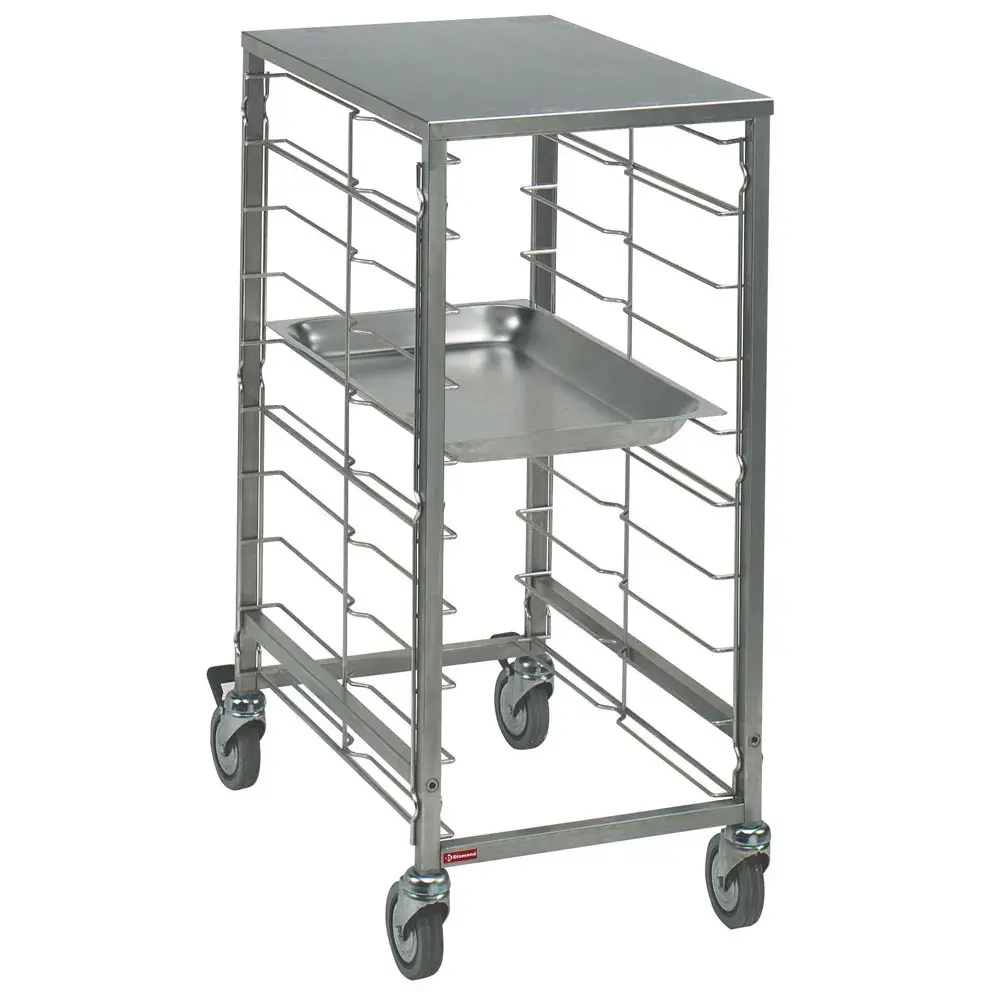 Plate trolley 7x GN 1/1, space 75 mm, with top in stainless steel - Main Image