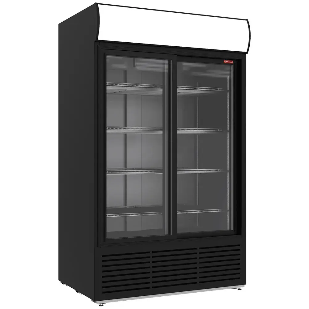 Positive refrigerated display 1230 liters, lightbox, 2 sliding doors - BLACK - Main Image