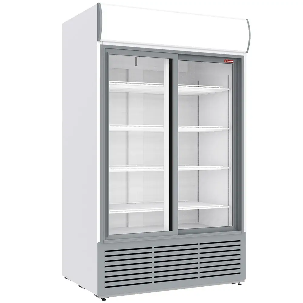 Positive refrigerated display 1230 liters, lightbox, 2 sliding doors - WHITE - Main Image
