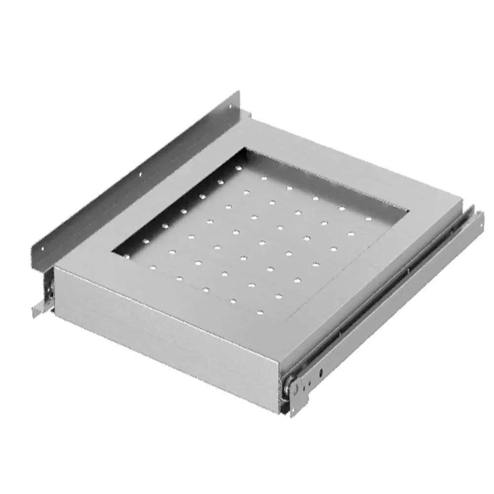 Pull-out stainless steel back shelf on guides for compartment with door - Main Image