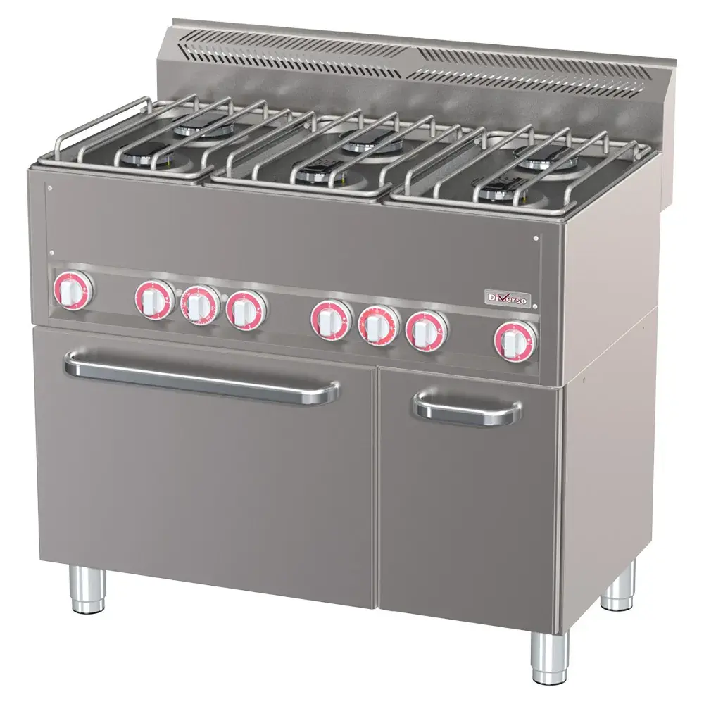 Range 6 burners with convection oven GN1/1 and neutral cabinet - Main Image