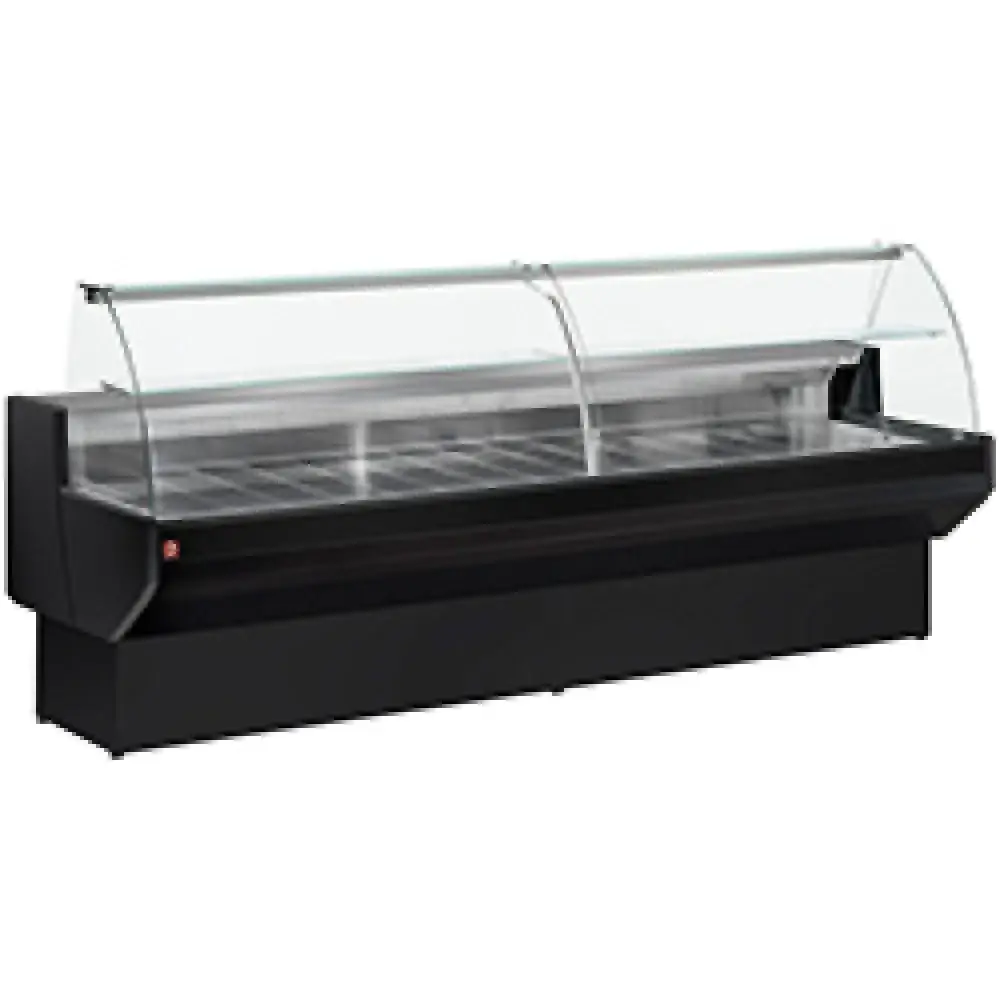 Refrigerated display counter curved glass, ventilated, with reserve - BLACK - Main Image
