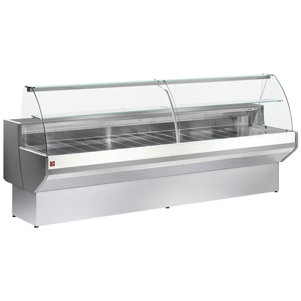 Refrigerated display counter, curved glass with storage space - GREY/WHITE - Main Image