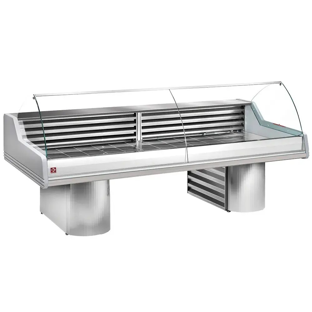 Refrigerated display counter with curved glass, on bases - Main Image