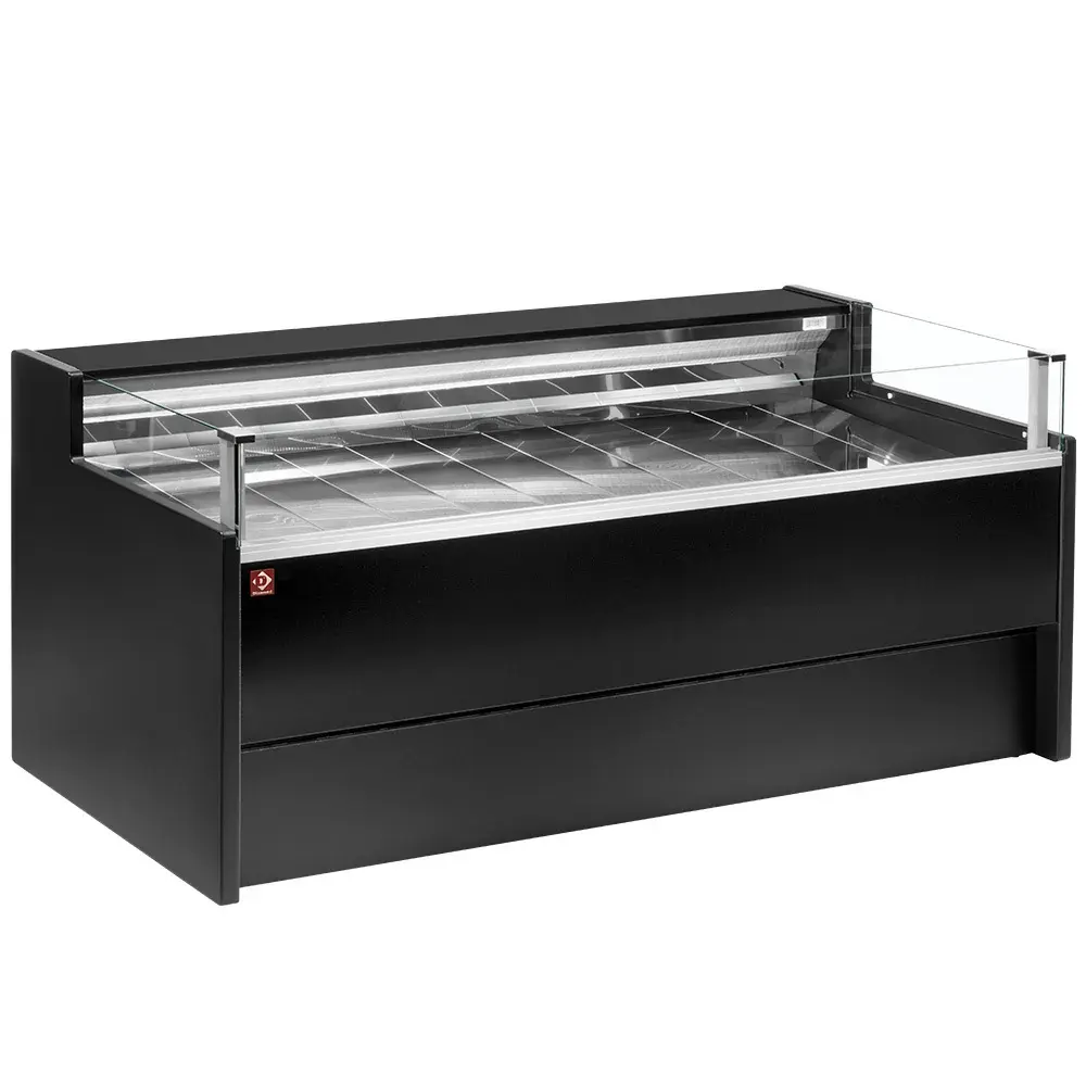 Refrigerated display counter with glass Self-service, ventilated, with reserve - BLACK - Main Image