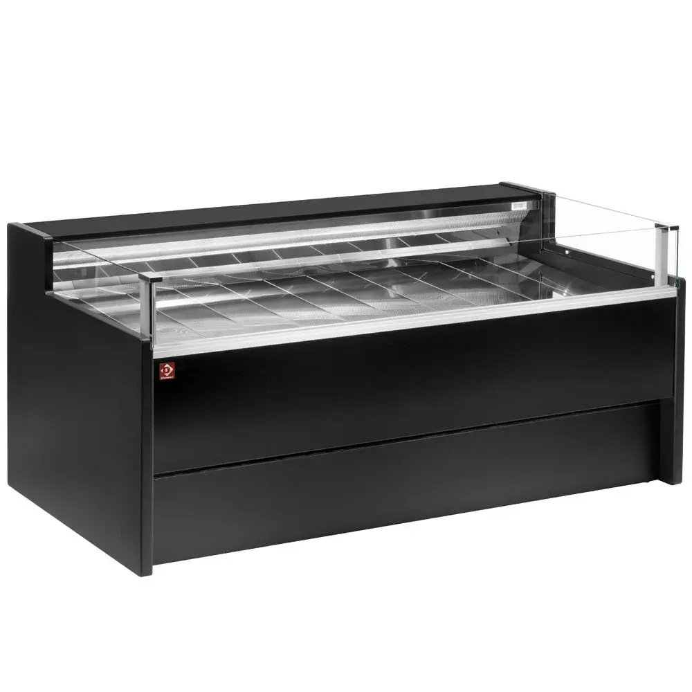 Refrigerated display counter with glass Self-service, ventilated, with reserve - BLACK - Main Image