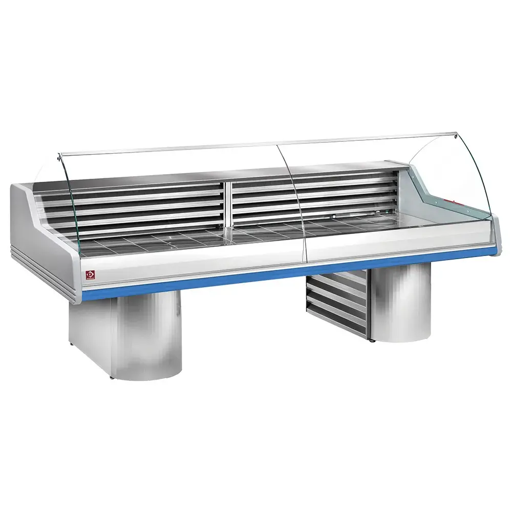 Refrigerated display counters with curved glass, on bases - Main Image