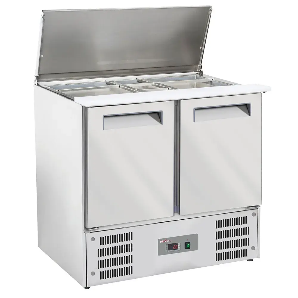 Refrigerated saladette with lid 2x GN 1/1 + 3x GN 1/6-150 mm + reserve 2 doors GN1/1 - Main Image