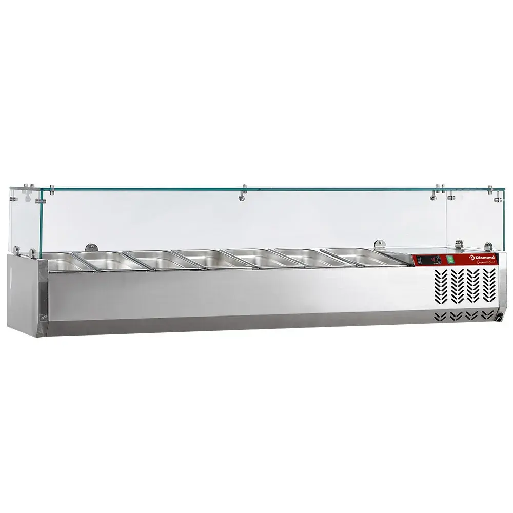 Refrigerated structure 7x GN 1/4 - 150 mm, with sneezeguard - Main Image